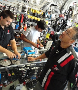 Brian Lucas of Off the Chain Bikes in Hollister, a bike shop for parts and service.